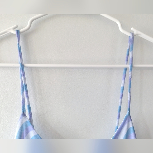 Baby Blue, White, & Lavender Sheer Babydoll Lettuce Trim Midi Dress Size M - Picture 4 of 12